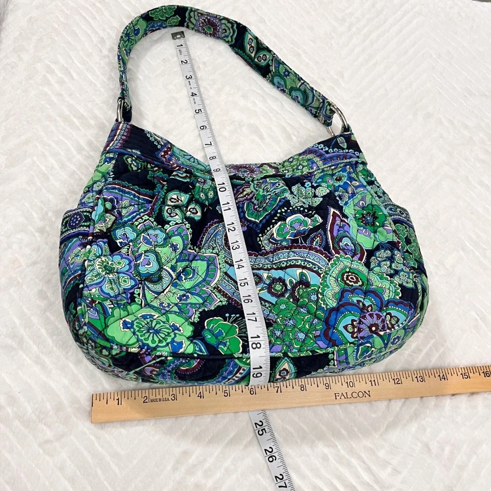 Vera Bradley Hobo Bag Black Green Blue Quilted‎ Shoulder Purse Blue raphsody